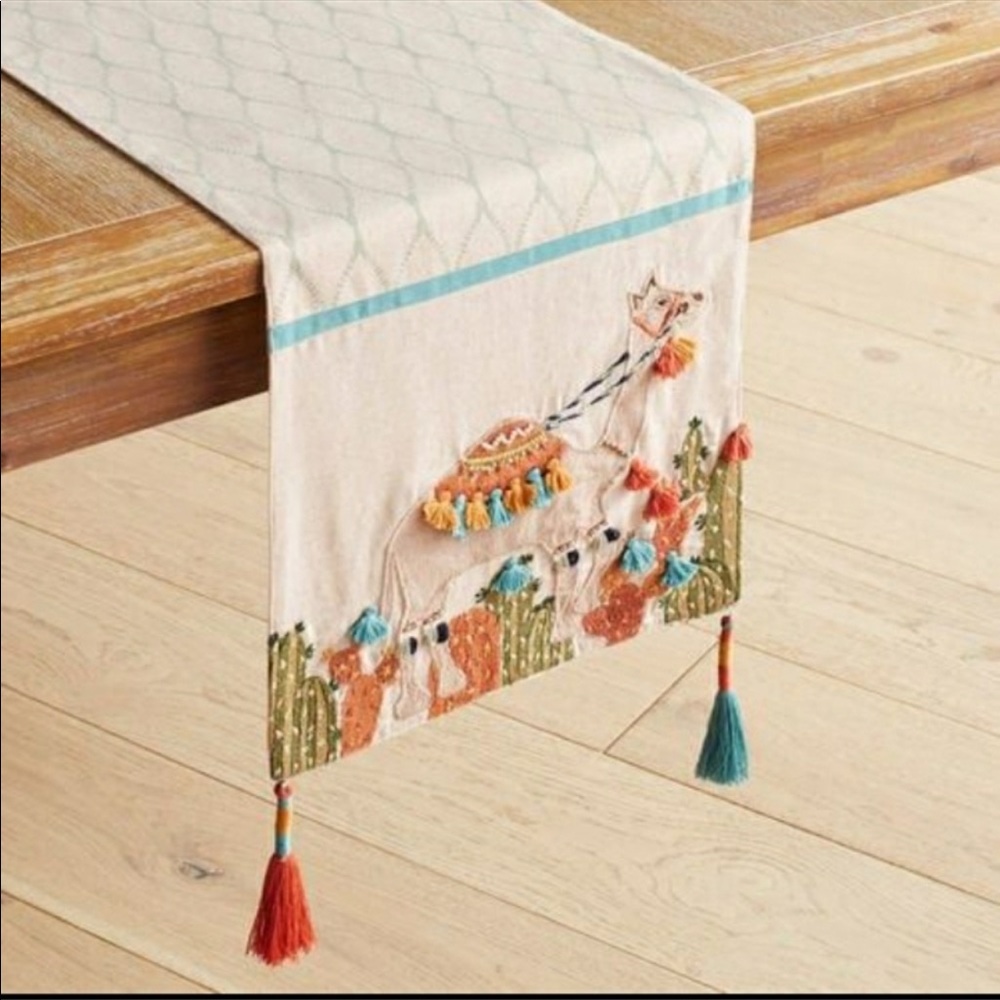 Pier 1 Imports-Beaded Tassel Camel Desert Scene Table Runner-13” x 72”